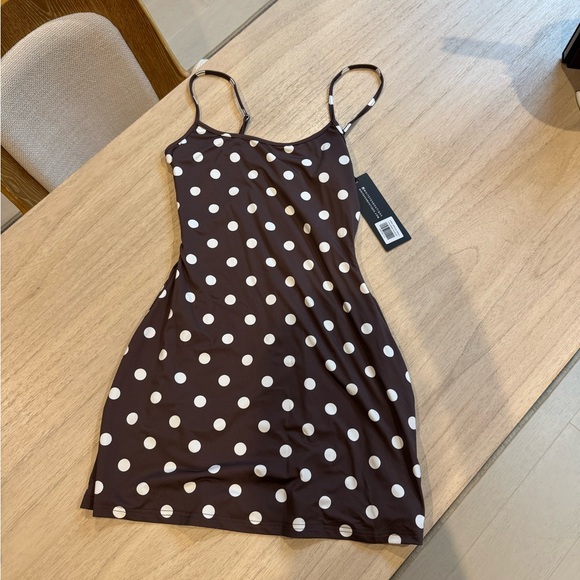 White Fox Boutique Brown Polka Dot Dress - Picture 4 of 5